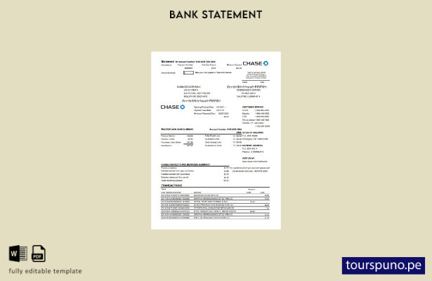 listo para imprimir plantilla de word   extracto de tarjeta Mastercard del banco